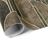 リッチブラウンおよび金ゴールドアールデコパターン ラッピングペーパー (ロールコーナー)