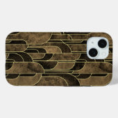 リッチブラウンおよび金ゴールドアールデコパターン Case-Mate iPhoneケース (裏面 (横))