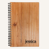 リッチブラウンウッドベニアラウンドモダン タイポグラフィ ノートブック (正面)