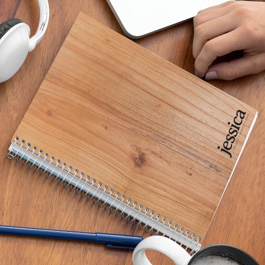 リッチブラウンウッドベニアラウンドモダン タイポグラフィ ノートブック