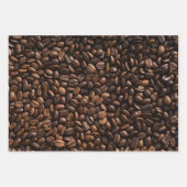 リッチブラウンコーヒー豆+ハートパターン ラッピングペーパーシート (正面3)