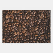 リッチブラウンコーヒー豆+ハートパターン ラッピングペーパーシート (正面)