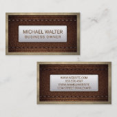 リッチブラウンレザーステッチ | 革縁ど 名刺 (正面/裏面)