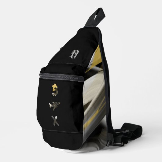 リッチブラックスリングバッグトレンド抽象芸術アート金ゴールド スリングバッグ (右コーナー)