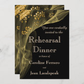 リッチブラック&金ゴールドディナーリハーサル招待状 招待状 (正面/裏面)
