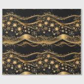 リッチブラック&金ゴールド休日 ラッピングペーパー (フラット)