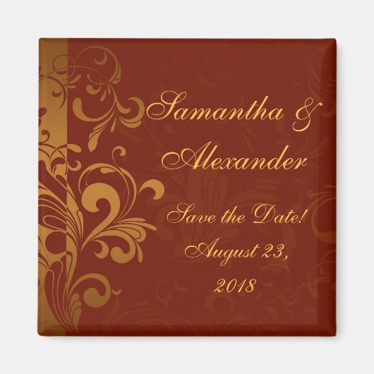 リッチブリックレッドと金ゴールド逆旋回 マグネット (正面)