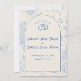 リッチブルーフランスのフローラトイルフローラ日付の保存 招待状