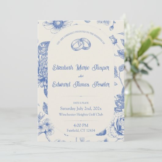 リッチブルーフランスのフローラトワールフローラ招待状 招待状 (スタンド正面)