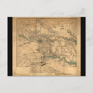 リッチモンドとピーターズバーグの内戦の地図(1864年) ポストカード