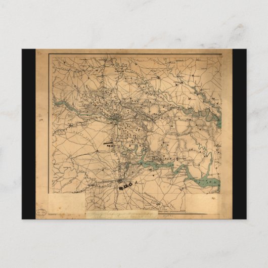 リッチモンドとピーターズバーグの内戦の地図(1864年) ポストカード (正面)