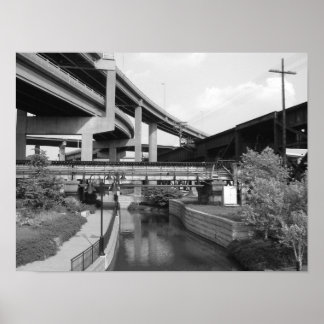 リッチモンドの車の跨線橋と運河 ポスター