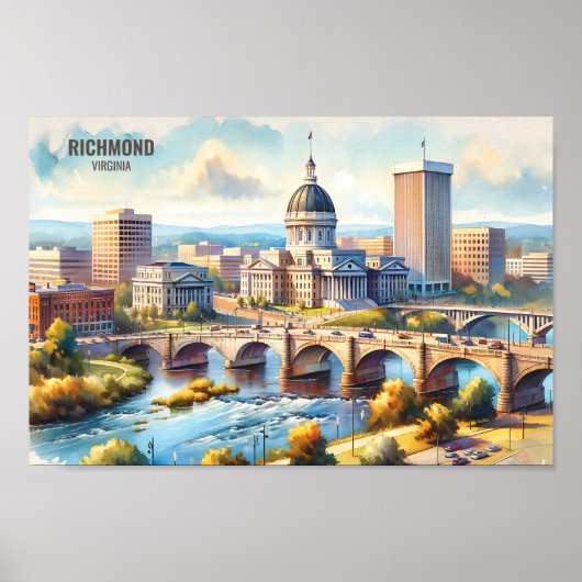 リッチモンドバージニア有名な旅行の場所の水色 ポスター (正面)