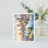 リッチモンドバージニアUSA有名なプレイスウォーターカラー ポストカード (スタンド正面)