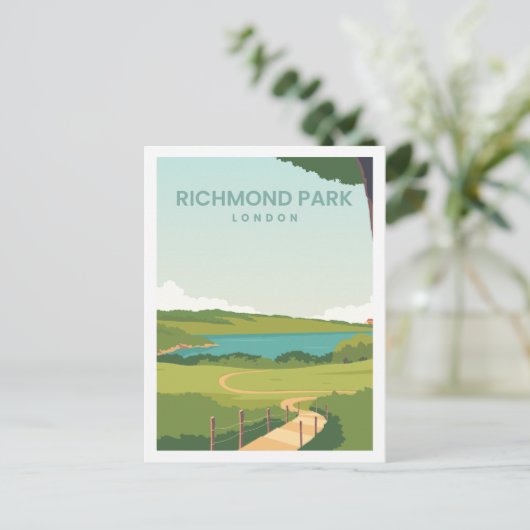 リッチモンドパークイングランドトラベルプレイスイラストレーション ポストカード (スタンド正面)