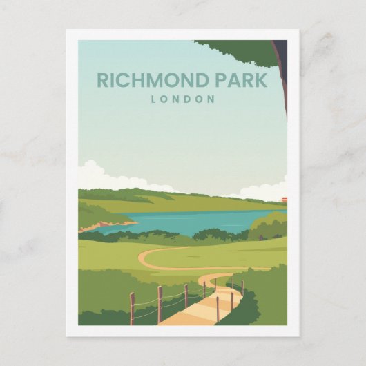 リッチモンドパークイングランドトラベルプレイスイラストレーション ポストカード (正面)