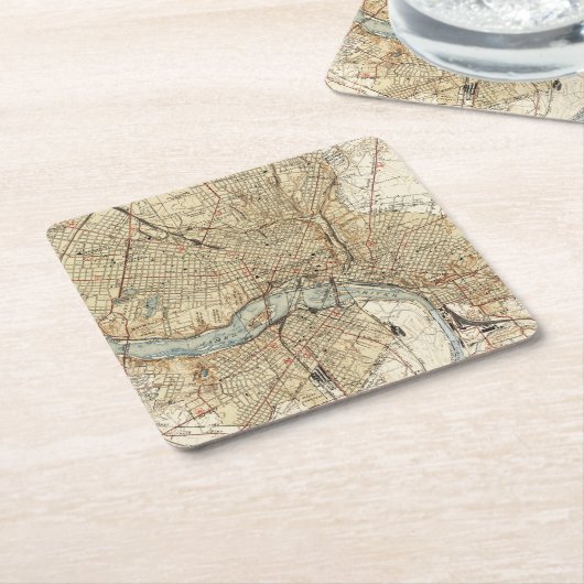 リッチモンドヴァージニア(1934年)のヴィンテージの地図 スクエアペーパーコースター (アングル)