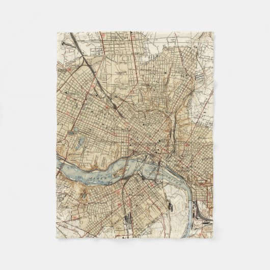 リッチモンドヴァージニア(1934年)のヴィンテージの地図 フリースブランケット (正面)