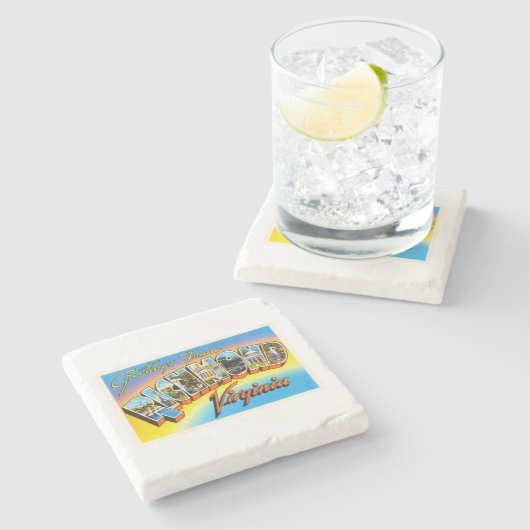 リッチモンドヴァージニアVAの古いヴィンテージ旅行郵便はがき ストーンコースター (横)