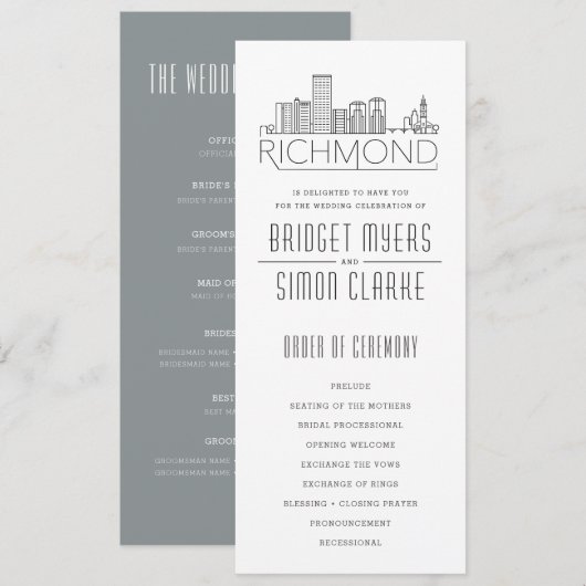 リッチモンド スタイル化されたスカイライン | 結婚式プログラム 招待状 (正面/裏面)