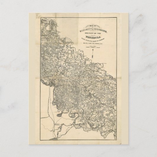 リッチモンド・バージニア周辺地図（1864年） ポストカード (正面)