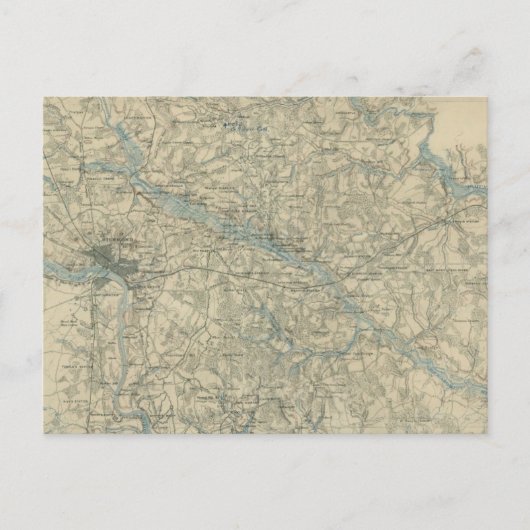 リッチモンド・バージニア地域のヴィンテージの地図（1864年） ポストカード (正面)