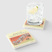 リッチモンドVA、マップ座標、ヴィンテージスタイル ストーンコースター (横)