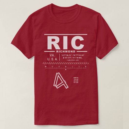 リッチモ国際的ンドエアポートRIC Tシャツ (デザイン正面)