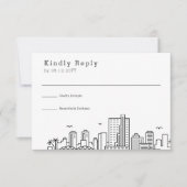 リッチモ結婚ンド |スタイル化されたスカイラインRSVP 出欠カード (正面)