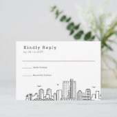 リッチモ結婚ンド |スタイル化されたスカイラインRSVP 出欠カード (スタンド正面)