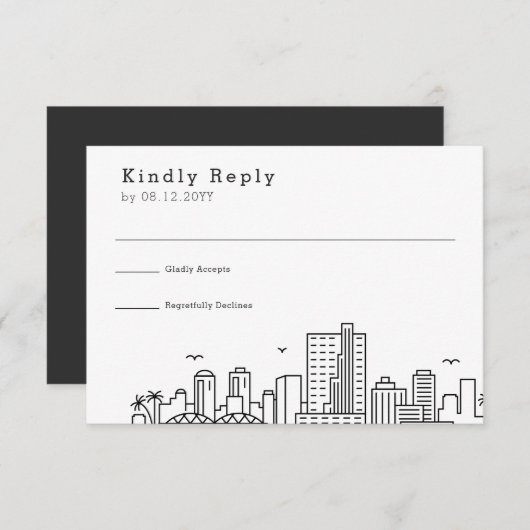 リッチモ結婚ンド |スタイル化されたスカイラインRSVP 出欠カード (正面/裏面)