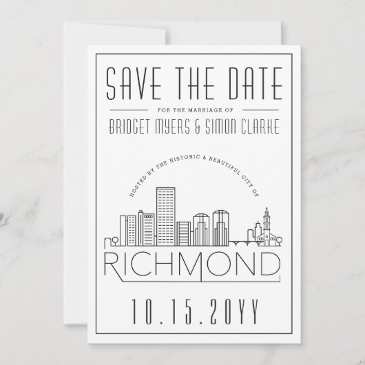 リッチモ結婚ンド |スタイル設定されたスカイライン日付を保存 招待状 (正面)