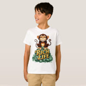 リッチライフモンキーマスコットロゴデザイン Tシャツ (正面フル)