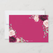 リッチラズベリー赤面ピンクローズフローラ 出欠カード (裏面)