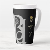 リッチラテマググ抽象芸術トレンドインテリアデコールブラック カフェラテマグ (右アングル)