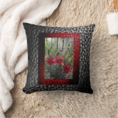 リッチレザーフェイクコレクション – 赤フローラデザイン2 クッション (ブランケット)