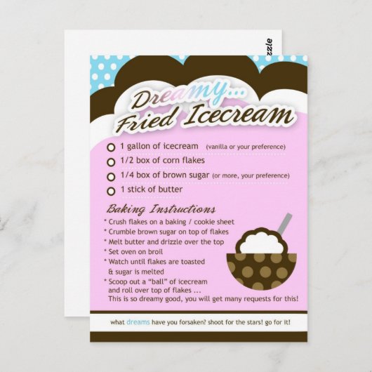リッチレシピの夢見るようなフローズンアイスクリーム ポストカード (正面/裏面)