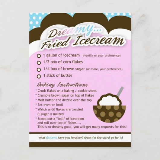 リッチレシピの夢見るようなフローズンアイスクリーム ポストカード (正面)