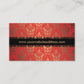 リッチレッドエレガント金ゴールドとブラックダマスククラシカル 名刺 (裏面)