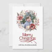 リッチレッドクリスマスリースの果実の花の写真 シーズンカード (正面)