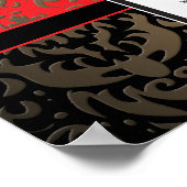 リッチレッドダマスコウェディング15テーブル座席表 ポスター (角)