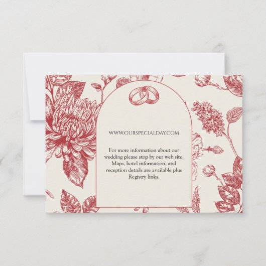 リッチレッドフランスのフローラトイルフローラエンクロージャカード 出欠カード (正面)