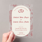 リッチレッドフランスのフローラトイルフローラ アクリル招待状 (インサイチュ (ポータブル))