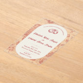 リッチレッドフランスのフローラトイルフローラ アクリル招待状 (レイダウン)