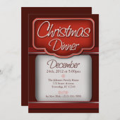 リッチレッドベルベットクリスマスディナー招待状 招待状 (正面/裏面)