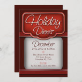 リッチレッドベルベットホリデーディナー招待状 招待状 (正面/裏面)