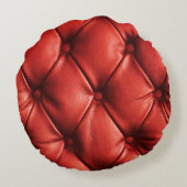 リッチレッドレザー：ラグジュアリーな質感のある詳細 ラウンドクッション (裏面)