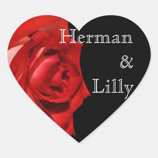 リッチレッドローズパーソナライズされた結婚ズ ハートシール (正面)
