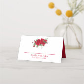 リッチレッドローズフローラ名結婚Date's プレイスカード (正面)