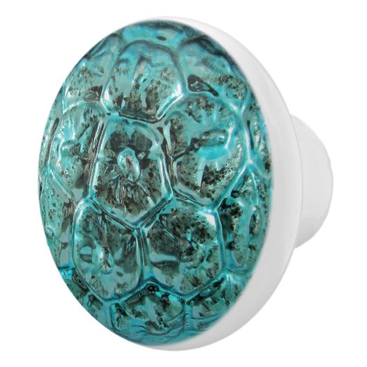 リッチヴィンテージクリスマスアートガラスティール（緑がかった色）アクアジュエル セラミックノブ (右)